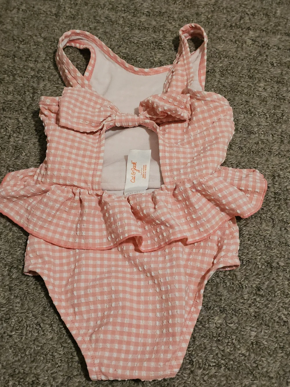 Cat & Jack Pink Gingham Ruffle One-Piece Swimsuit